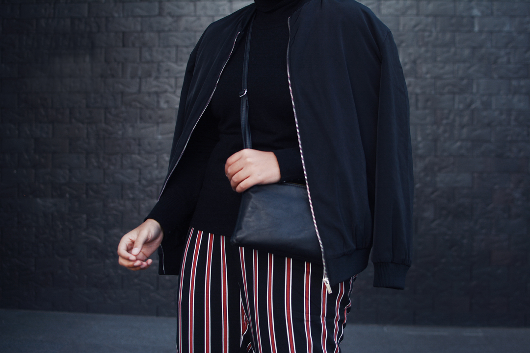 bomber jacket and turtleneck